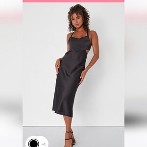 NWT- Lulus black satin dress